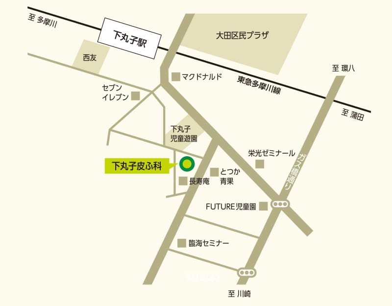 こすぎ皮膚科へのアクセス